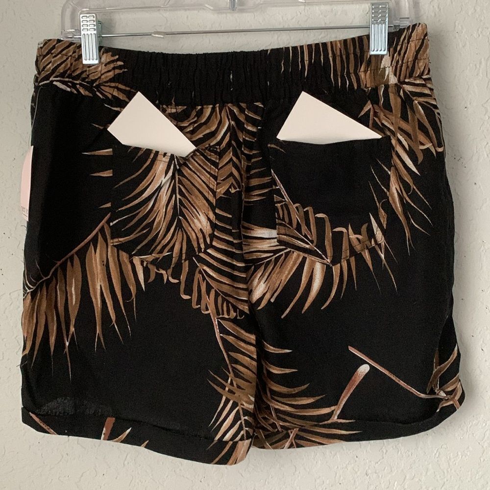 NWT Per Se Women's Black Brown Linen Blend Tropical Shorts Pockets Size S - Picture 9 of 12
